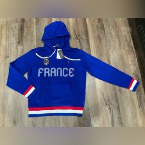 New Polo Ralph Lauren France World Cup Embroidered Blue Hoodie Men's Sz M